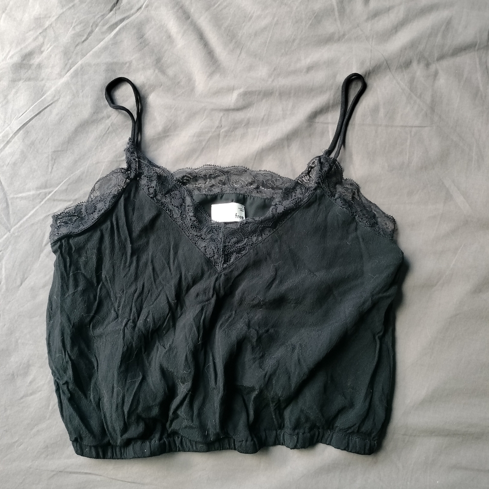 Black Lace Trim Camisole Top